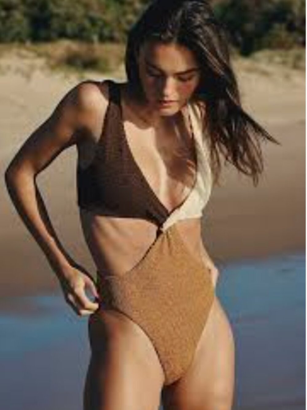 Free People Women's It's Now Cool "The Vee Crimp" One Piece Swimsuit XL NWT - Picture 5 of 6